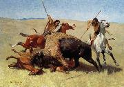 Frederic Remington The Buffalo Hunt USA oil painting artist